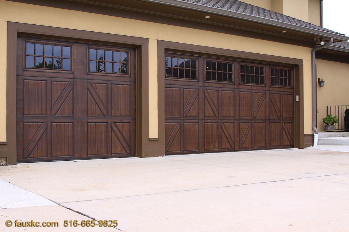 Wood faux finish metal garage doors 44 FauxKC